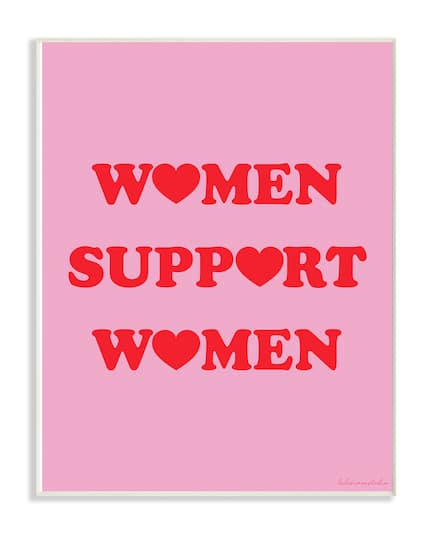 Stupell Industries lulusimonSTUDIO Pink & Red Hearts Women Support Women Typography Wall Plaque